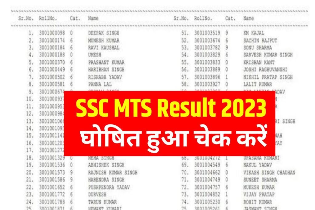SSC MTS Result 2023 All Region ( Link OUT ) ssc.nic.in Cut Off, Merit List PDF