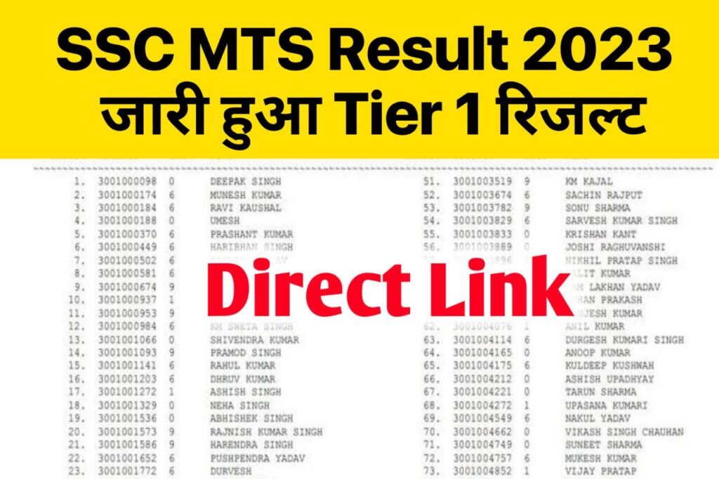 SSC MTS Tier 1 Result 2023 Official Link, Download Scorecard @ ssc.nic.in Direct Link