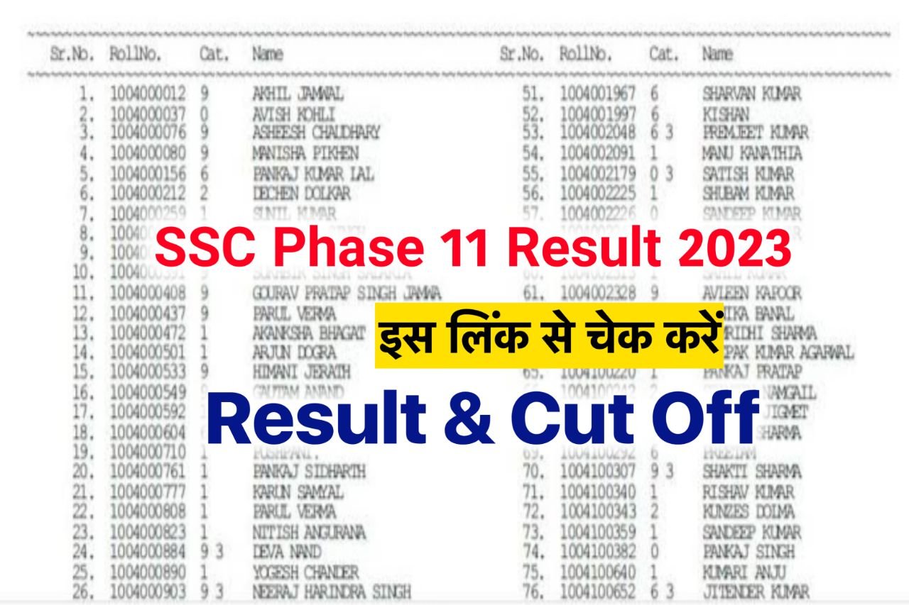 SSC Phase 11 Result 2023 Direct Link, Cut-Off & Merit List @ssc.nic.in