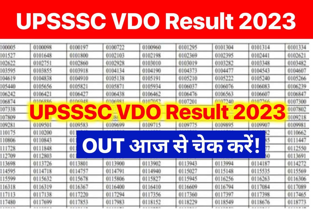 UPSSSC VDO Result 2023 Live, Cut Off Marks & Merit list Link @upsssc.gov.in