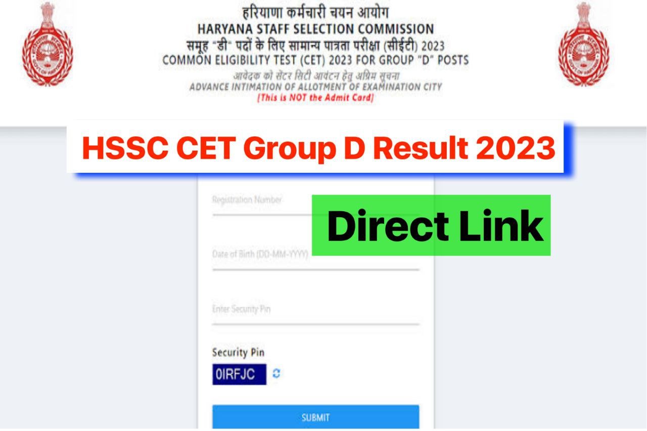 HSSC CET Group D Result 2023, Result PDF, Cut Off Marks @www.hssc.gov.in
