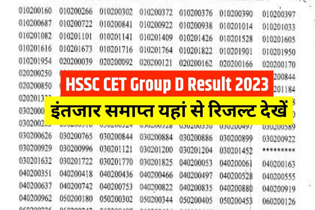 HSSC CET Group D Result 2023 Link, Download @hssc.gov.in