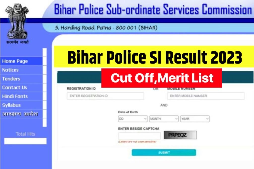 Bihar Police SI Result 2023 : Cut Off Marks, Merit List Link @bpssc.bih.nic.in