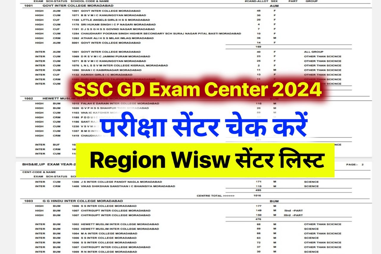 SSC GD Exam Center 2024 : एसएससी जीडी परीक्षा 2024 का परीक्षा सेंटर चेक करें एडमिट कार्ड