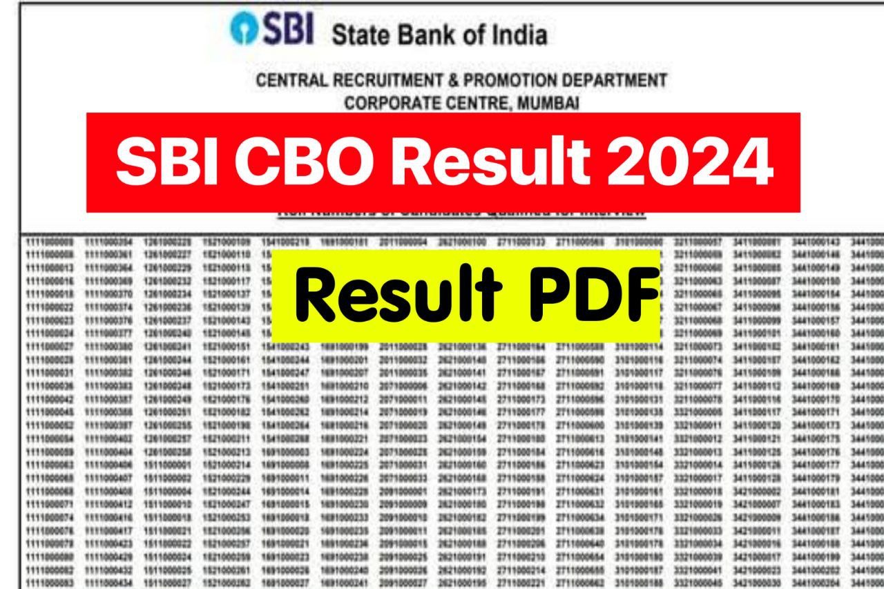 SBI CBO Result 2024 Check Circle Based Officer Cut-off Marks List @sbi.co.in