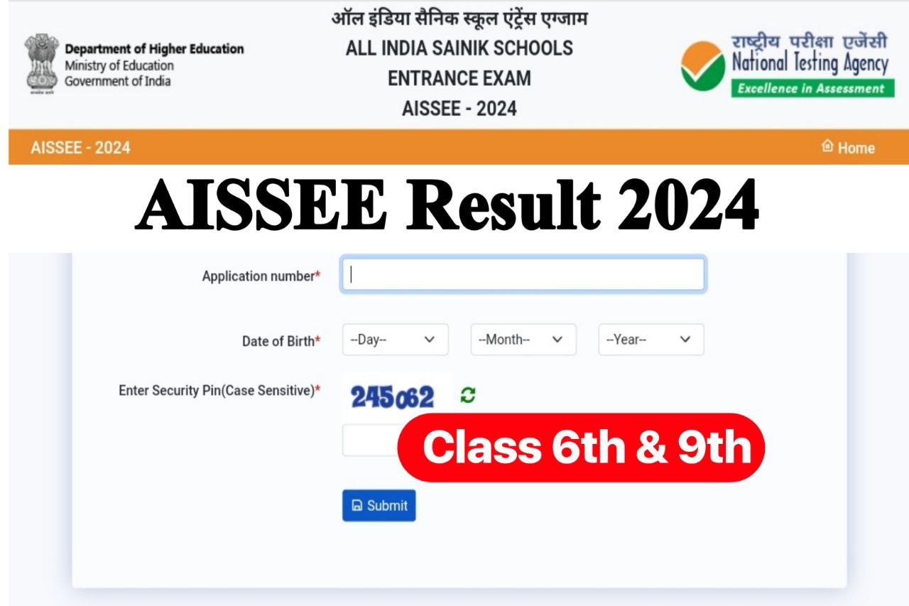 AISSEE Result 2024, Sainik School Cut Off Marks 6th & 9th @exams.nta.ac.in