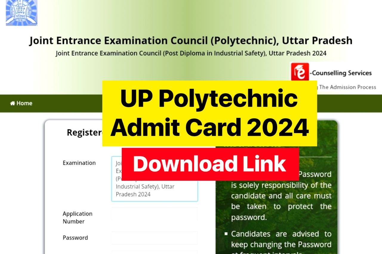 UP Polytechnic Admit Card 2024: JEECUP Admit Card 2024 @Jeecup.Admissions.Nic.In